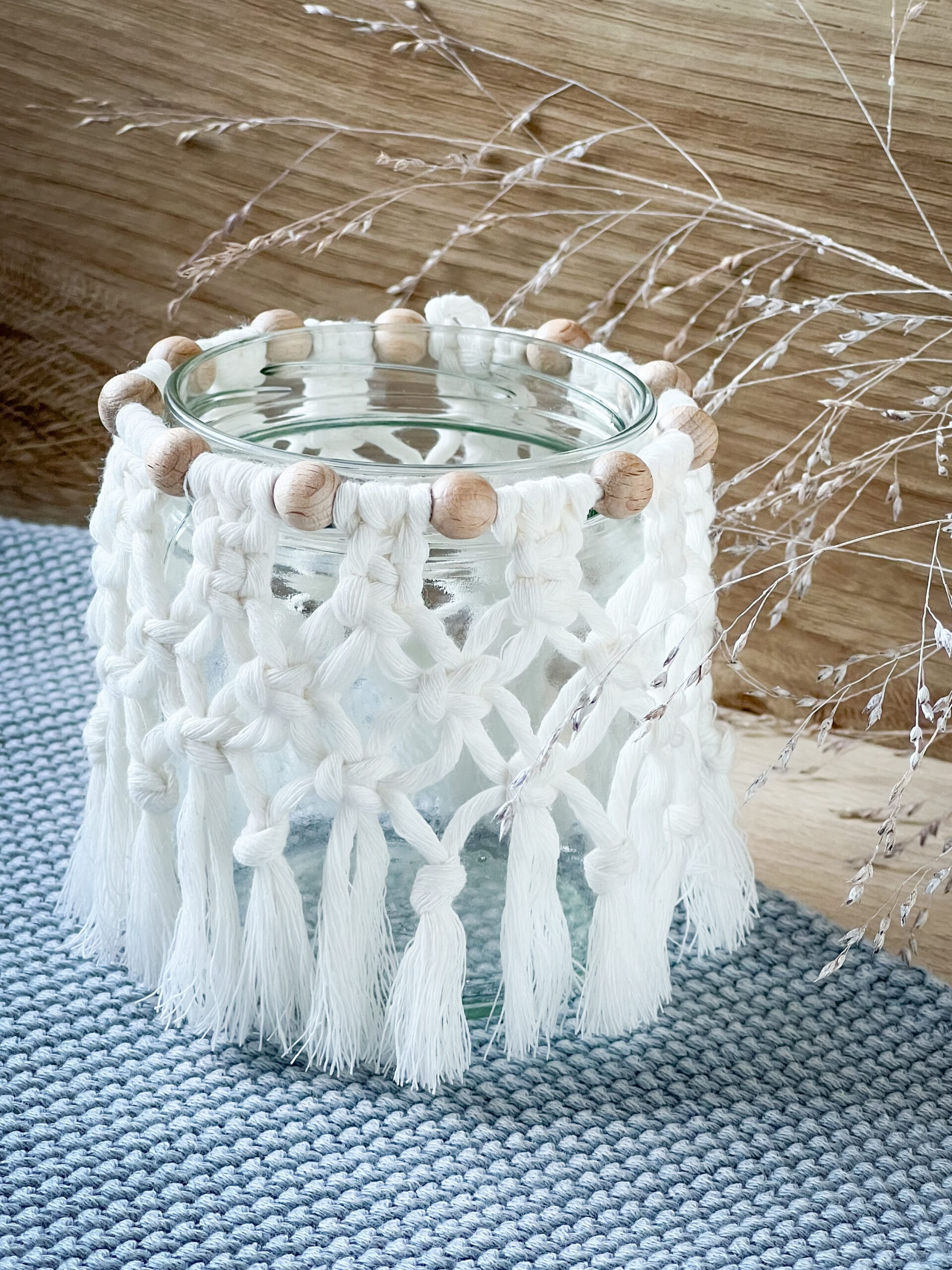 Windlicht mit Makramee DIY